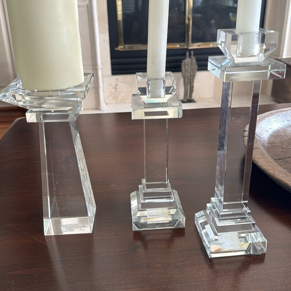 Set of 3 Vintage Lead Crystal Candle holders - Picture 2 of 5